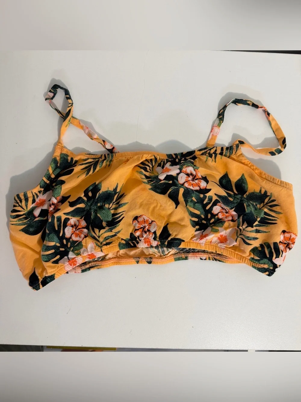 No Boundaries Top 2PC Peach Tropical Rayon Tie Front Button Up Size M (7-9)